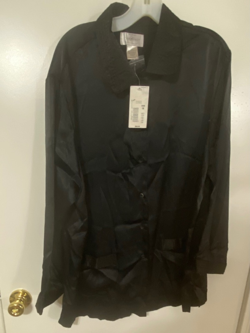 CABERNET WOMEN POLYESTER PAJAMA TOP LOUNGE/SLEEPWEAR IX BLACK BUTTONED